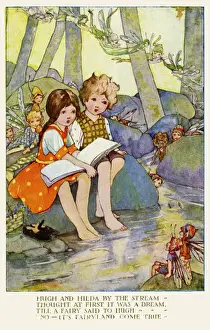 1922 Print of Two Children Surrounded by Fairies