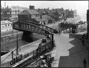 Prints of The Entrance Lock of St. Andrews Dock, Kingston-upon- Hull, East Yorkshire, England Industrial Prints: Hull Docks Print: St. Andrews Dock Entrance Lock