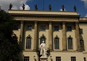 Humboldt University and statue of the German physicist Herma Humboldt University and statue of the German physicist Herma