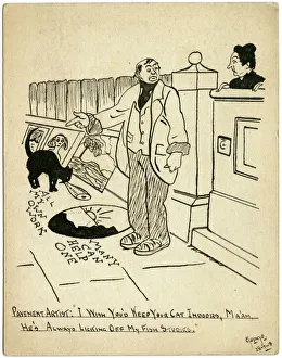 Humorous hand drawn postcard by George Ranstead Humorous hand drawn postcard by George Ranstead