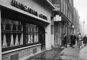 Prints of Hungarian Csarda restaurant at 76 Dean Street, Soho, London. Date: 1947 Hungary Prints: Hungarian Csarda Restaurant Print, Soho, London 1947