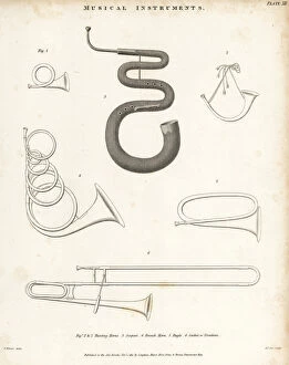 Abrahamrees Collection: Hunting horns, serpent, French horn, bugle and trombone