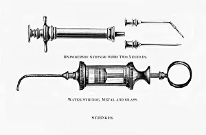 Antique Medical Equipment Prints: Hypodermic syringes
