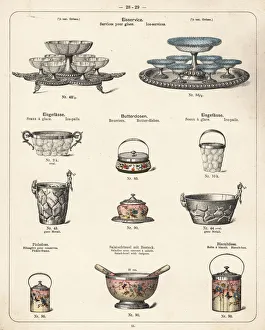 Ice service, ice pail, butter dish, saladbowl with helpers Ice service, ice pail, butter dish, saladbowl with helpers