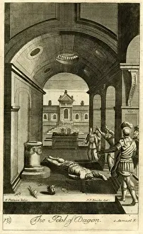 Woodcut Print of The Idol of Dagon, circa 1690