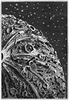 Prints of AROUND THE MOON Surface features of the moon Date: 1870 Space Exploration Prints: Illustration of Around the Moon Print, 1870