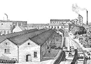 Prints of Ind Coope Brewery, Burton Date: 1889 Staffordshire Prints: Ind Coope Brewery, Burton Print 1889