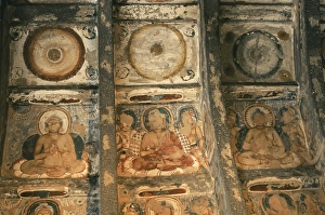 INDIA. Ajanta. Ajanta Caves. Cave 10. Detail of INDIA. Ajanta. Ajanta Caves. Cave 10. Detail of