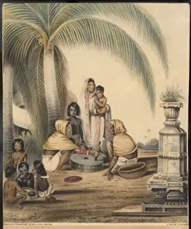 Indian Grinding Corn Print: Hand-milled Corn