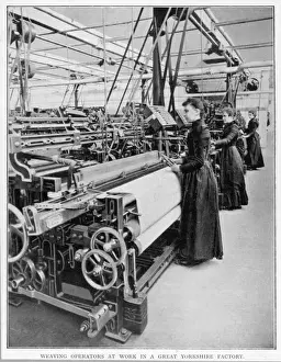 Prints of Weaving at John Fosters mill, Bradford, Yorkshire, England John Foster Prints: Wool Weaving Print at John Fosters Mill, Bradford