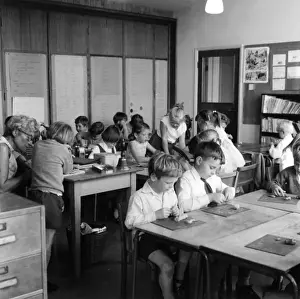 Infants Class 1973 Print: A Focused Classroom Scene