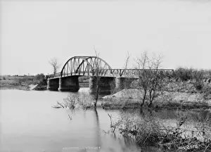 Prints of Inishmore Viaduct - a view of a metal and stone viaduct over L Erne. (Location: Northern Ireland; County Fermanagh; Inishmore). Date: circa early 1900s Fermanagh Prints: Inishmore Viaduct Print - Early 1900s Northern Ireland