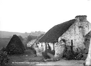 Irish Countryside Scene Prints: An Inishowen Cabin and Turf Stack