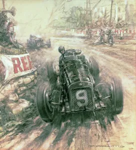 Delage Car at Isle of Man, 1938 Print