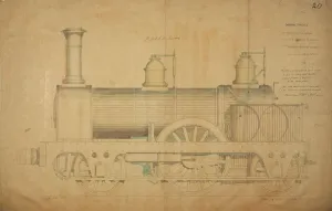 Vintage Railway Transport Prints: Passenger engine, side elevation