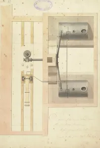 James Watt Inventions Prints: Plan of the engine taken above the working beam