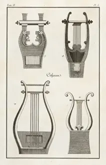 Print of Ancient Greek Citharas Four Types