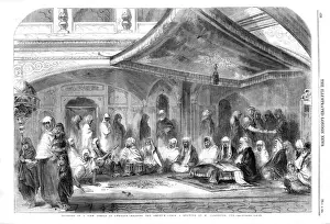 Golden Temple Prints: Interior of the Golden Temple at Amritsar, India Print 1858