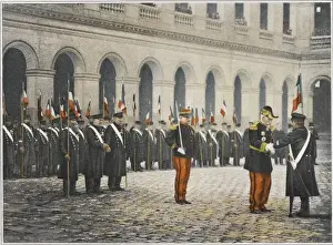 Invalides Parade Print of French Army Veterans at Les Invalides, Paris