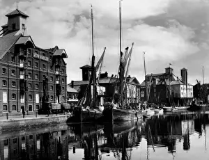 Prints of A fine impression of the busy Docks at Ipswich, Suffolk, England. Date: 1950s Suffolk Prints: Ipswich Docks Vintage Print 1950s