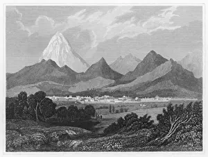 Prints of General view of Tehran showing the surrounding mountains Tehran Prints: Tehran General View Print