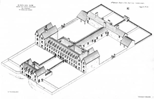 Irish 800-pauper workhouse, perspective view Irish 800-pauper workhouse, perspective view