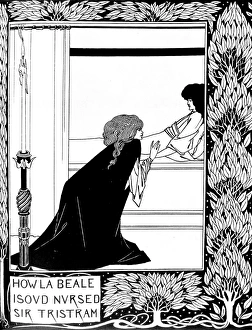 Iseult treats Tristan. Engraving from Le Morte Iseult treats Tristan. Engraving from Le Morte