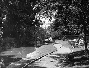 Prints of New River Walk, Islington, north London. Date: 1950s New River Prints: Islington River Walk Print, North London, 1950s