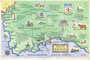 M F Peck Artwork Prints: Map - Devon