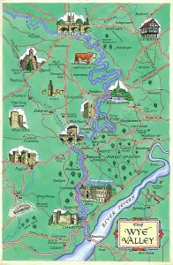 Prints of Map by M. F. Peck - Wye Valley Map Prints: Wye Valley Map Print by M. F. Peck