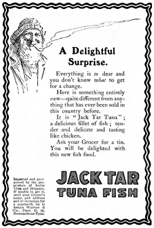 Jack Tar Tuna Fish advertisement, WW1 Jack Tar Tuna Fish advertisement, WW1