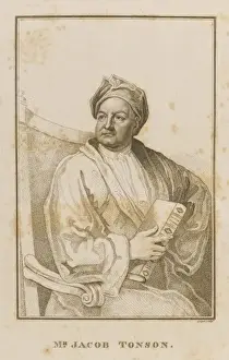 Jacob Tonson Print, an engraving of the bookseller