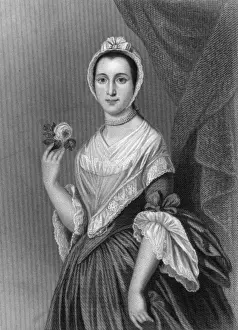 18th Century Portrait Print of Jane Beekman Holding a Rose