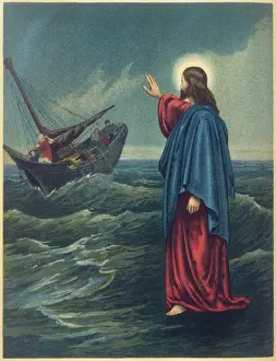 Jesus Walks on Water Print
