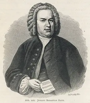 Prints of JOHANN SEBASTIAN BACH German organist and composer with a manuscript in his hand Johann Sebastian Bach Prints: Johann Sebastian Bach Print, a German composer with manuscript