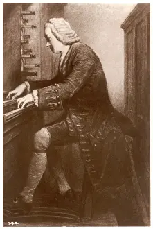 Prints of JOHANN SEBASTIAN BACH German organist and composer at the keyboard Germany Prints: Print of Johann Sebastian Bach at the Keyboard