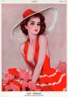 Red Dress Portrait Print by David Wright