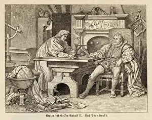 Prints of JOHANNES KEPLER German astronomer with Rudolf II K Prints: Johannes Kepler Print with Rudolf II