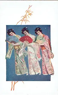 Vintage Theatre Postcard Prints: The Kimonos