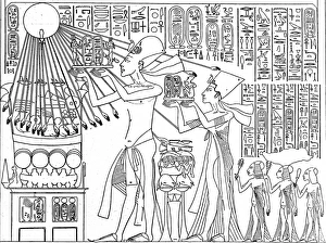 King Akhenaten and Queen Nefertiti making a Sacrifice King Akhenaten and Queen Nefertiti making a Sacrifice
