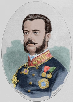 King Amadeo I of Spain (1845-1890). Colored engraving King Amadeo I of Spain (1845-1890). Colored engraving