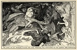 Print of King on Dragon