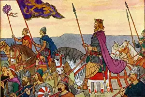 King Edwin with his troops, circa 630 AD Print