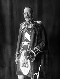 Prints of Photographic portrait of King George V of Great Britain and Northern Ireland (1865-1936), pictured in his uniform as Colonel of the Black Watch, date unknown Related Prints: King George V in Black Watch Uniform Print, Date Unknown