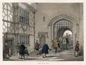 Prints of HENRY VIII arrives at Hever Castle, Kent, the family home of his mistress, Anne Boleyn, circa 1530 United Kingdom Prints: Print of King Henry VIII at Hever Castle
