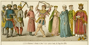 King John with warriors, hunter and the fool King John with warriors, hunter and the fool