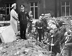 King and Queen inspecting bomb damage at Buckingham Palace King and Queen inspecting bomb damage at Buckingham Palace