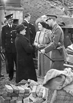 The London Blitz Prints: King and Queen Visit West London Raid Damage Print