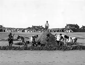 Cooden Sands Sandcastle Scene Print, circa 1930