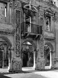 Prints of The ruins of Kirby Hall, near Gratton, Northamptonshire, England. The hall was formerly a residence of the Earl of Winchelsea and was built 1570s to 1590s. Date: 16th century Elizabethan Architecture Prints: 16th Century Print of Kirby Hall Ruins, Northamptonshire